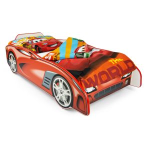 Letto per bambini in legno Rosso con Materasso Sport Car